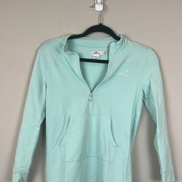 Vineyard Vines Girl Size 12-14 Aqua Quarter-Zip Pullover Cover-Up Dress - Picture 3 of 7